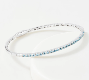 Affinity Gems Blue Topaz Bangle Bracelet, 1.00 cttw, Sterling Silver, 8"
