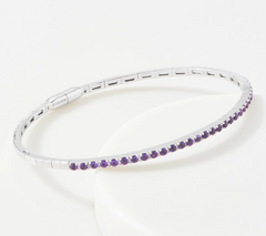 Affinity Gems Sterling Silver Amethyst Gemstones Bangle Bracelet, Avg