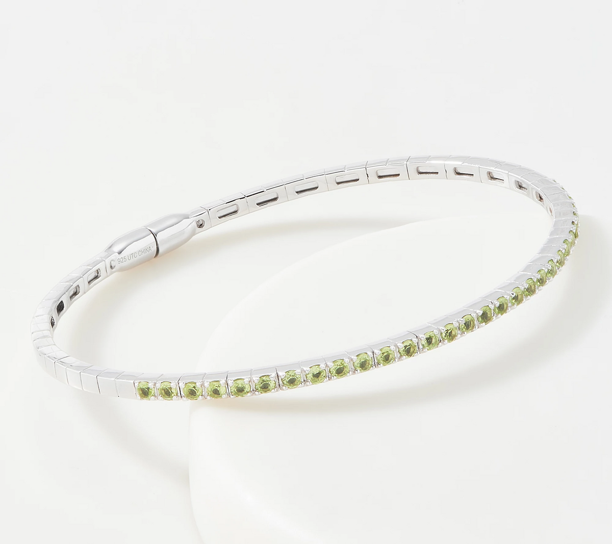 Affinity Gems Sterling Silver Peridot Gemstones Bangle Bracelet, Small