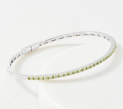 Affinity Gems Sterling Silver Peridot Gemstones Bangle Bracelet, Small