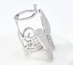 Diamonique Sterling Silver Flexible Moving Butterfly Ring, Size 9