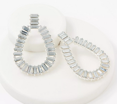 G.I.L.I. Marquise Simulated Diamond Silver Tone Hoop Earrings