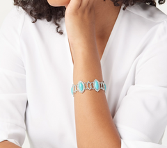 Grace Kelly Collection Simulated Turquoise Drop Silvertone Bracelet