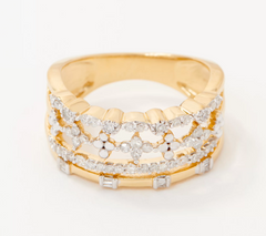 Affinity Sterling silver Gold-plated Multi-Row Diamond Prong Band Ring. Size 10