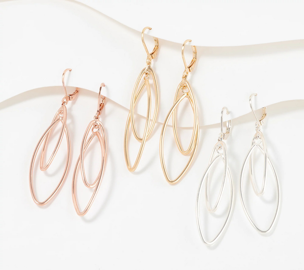 Joan Rivers Set of 3 Oval Link Earrings