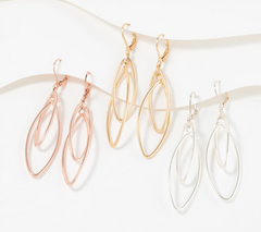 Joan Rivers Set of 3 Oval Link Earrings