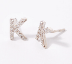 Affinity Sterling Silver Diamond "K" Initial Stud Earrings