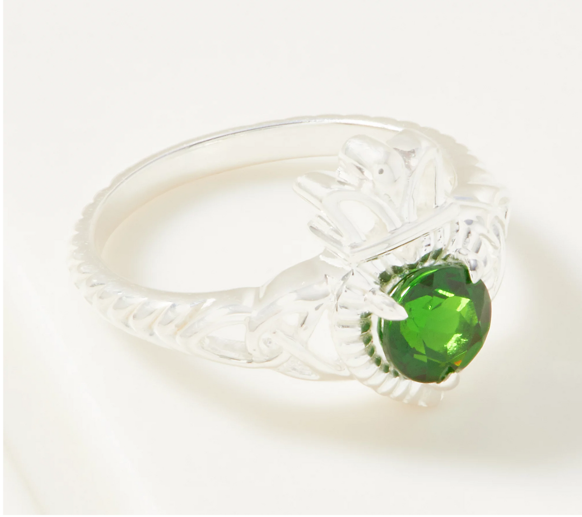 JMH Jewelry Sterling Silver Claddagh Green Chrome Diopside Ring Size 7