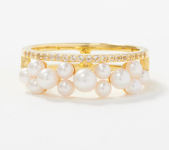 Honora Yellow Sterling Silver Cultured Pearl & White Topaz Ring, Size 8