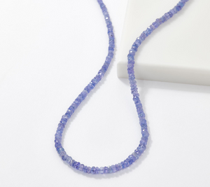 Affinity Gems Tanzanite Beaded 18" Sterling Silver Necklace