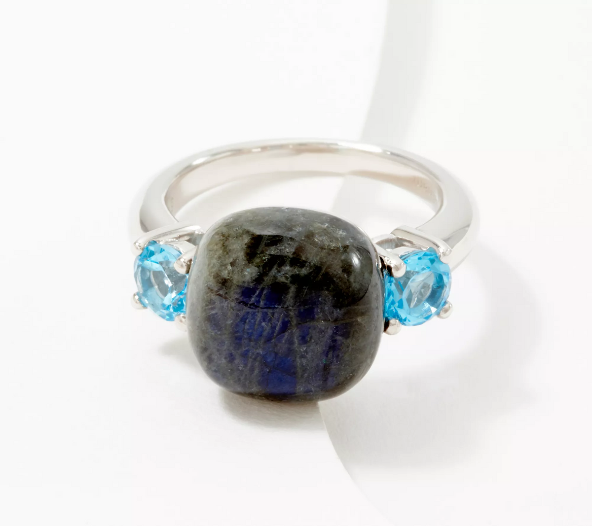Affinity Gems Labradorite & Swiss Blue Topaz Sterling Silver Ring, Size 10