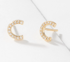 Affinity 14K Plated Diamond Initial "C" Stud Earrings