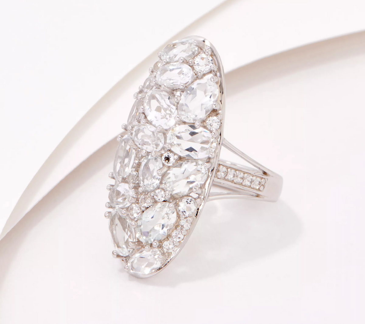 Affinity Gems Sterling Silver White Topaz Cluster Ring Size 9