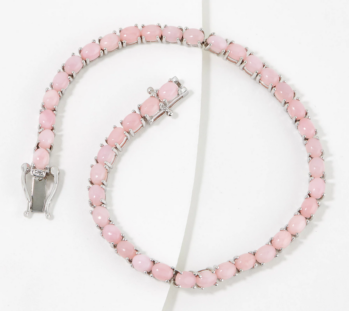 Affinity Gems Sterling Silver Oval Cut Pink Opal Tennis Bracelet, 7-1/4"