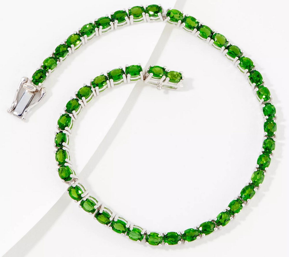 Affinity Gems Sterling Silver Oval Cut Chrome Diopside Tennis Bracelet Large