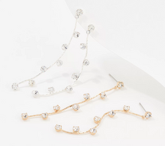 Attitudes by Renee Set of 2 Stairway to Heaven Linear Silvertone and Goldtone Earrings
