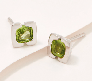 Affinity Gems Cushion Cut Gemstone  Sterling Silver Stud Earrings