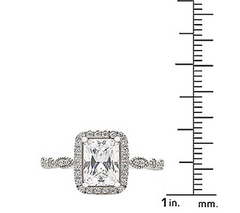 Diamonique Sterling Silver Emerald Cut Engagement Ring Size 9