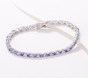 Generation Gems Sterling Silver Oval-Cut Tanzanite Tennis Bracelet, 6-3/4"