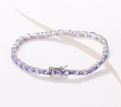 Generation Gems Sterling Silver Oval-Cut Tanzanite Tennis Bracelet, 6-3/4"