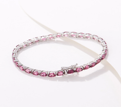 Generation Gems Sterling silver Oval-Cut Pink Rhodolite Tennis Bracelet 6"
