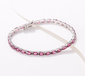 Generation Gems Sterling silver Oval-Cut Pink Rhodolite Tennis Bracelet 6"