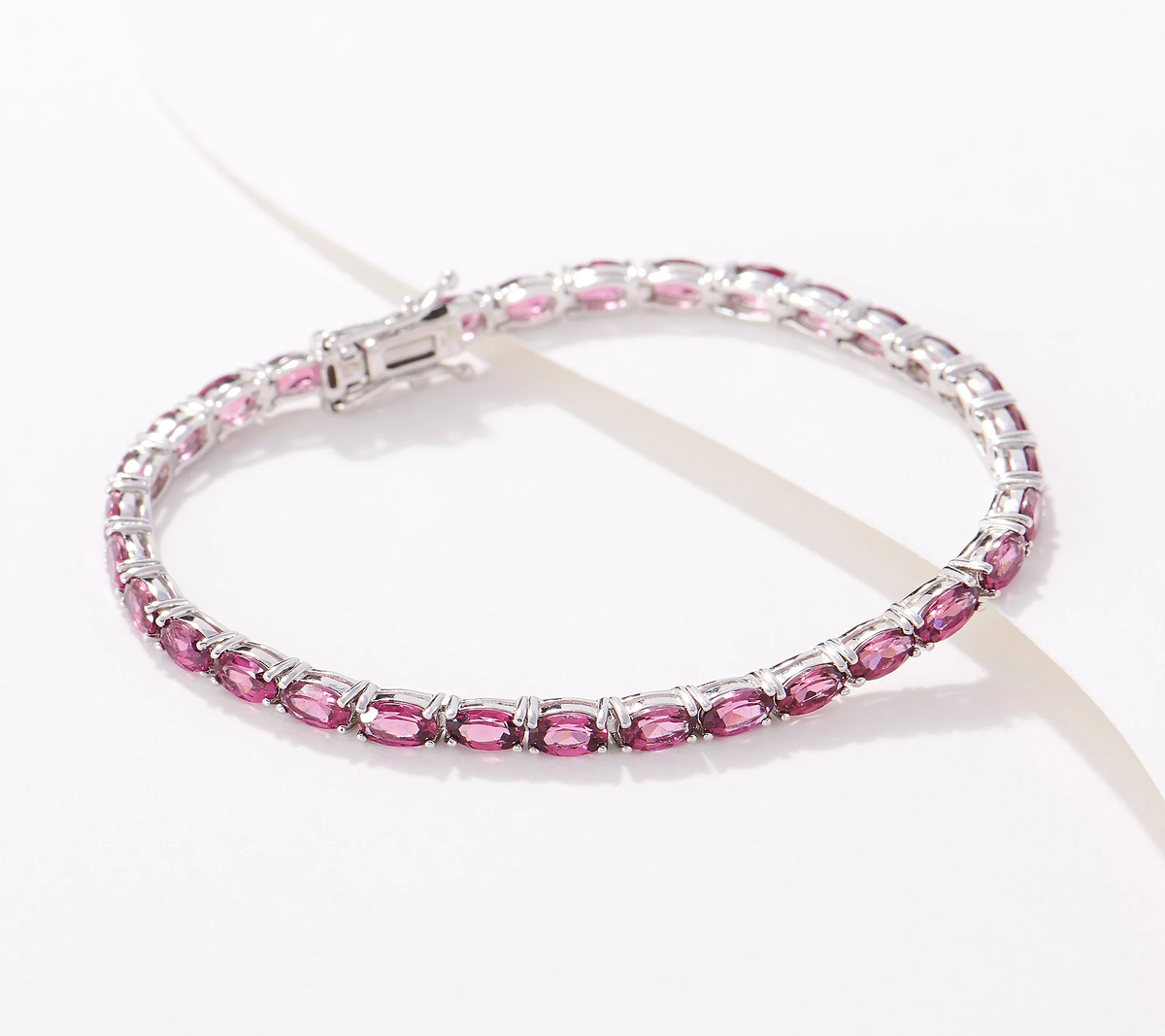 Generation Gems Sterling silver Oval-Cut Pink Rhodolite Tennis Bracelet 6"