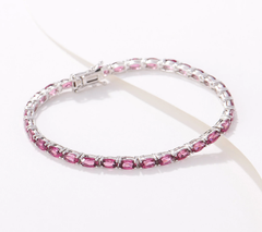 Generation Gems Sterling silver Oval-Cut Pink Rhodolite Tennis Bracelet 6"