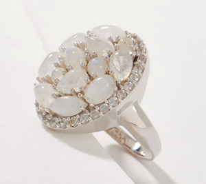 Affinity Gem Rainbow Moonstone Oval Cluster Ring, Sterling Silver