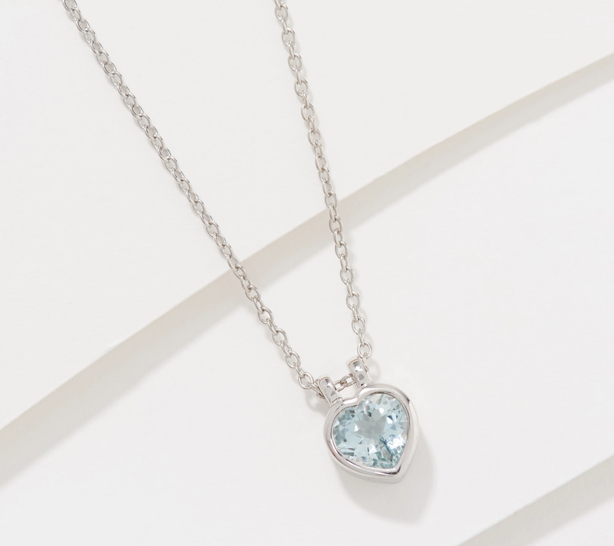 Affinity Gems Birthstone  Blue Topaz  Heart Pendant with Chain, Sterling Silver