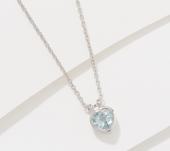 Affinity Gems Birthstone  Blue Topaz  Heart Pendant with Chain, Sterling Silver
