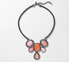 Attitudes by Renee Coral Cabochon Bib Necklace