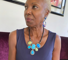 Attitudes by Renee Turquoise Cabochon Bib Necklace