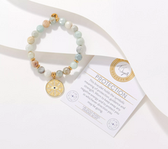 T. Jazelle Gemstone and Charm Beaded Bracelet, Sterling, Protection, Small/Avg