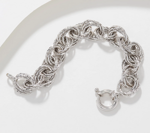 Sterling Silver Round Textured Bracelet by Silver Style, Average