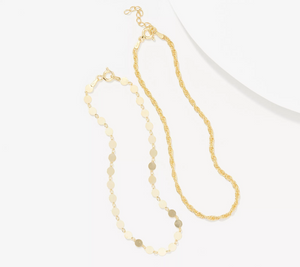Goldclad Sterling Silver Set of 2 Polished Anklets By Silver Style
