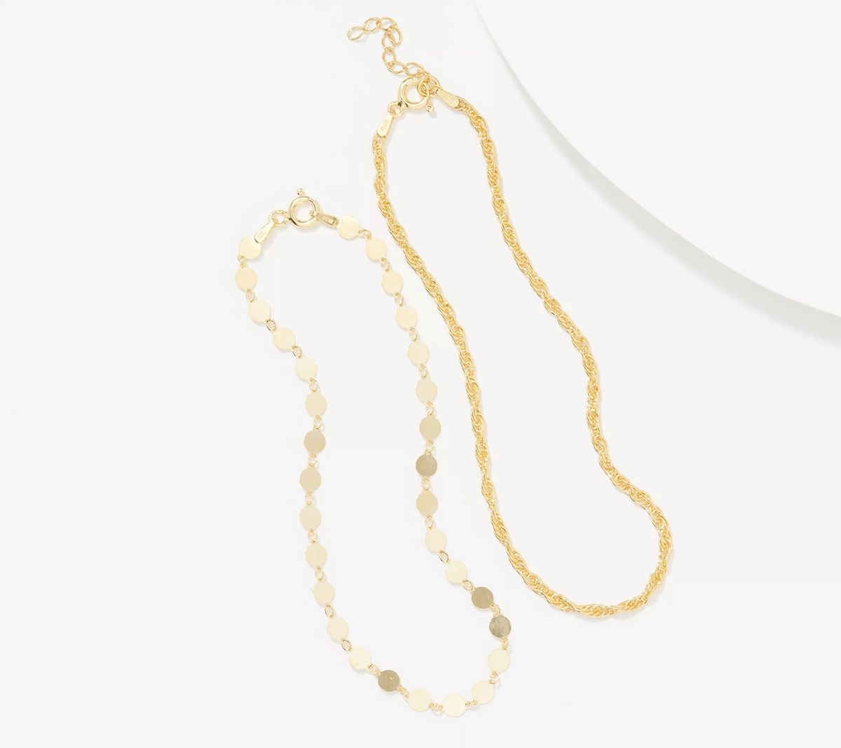 Goldclad Sterling Silver Set of 2 Polished Anklets By Silver Style