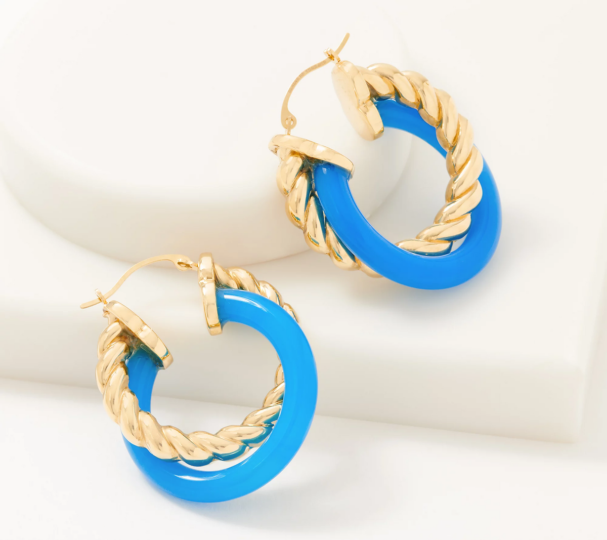 Adorna Yellow Gemstone Twisted Hoop Measures approximately 1" Earring Hinged
