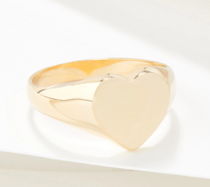 Gold One 1K Gold Signet Heart Ring, Size 7