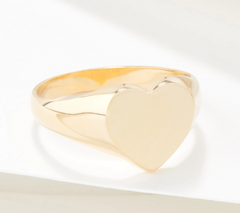 Gold One 1K Gold Signet Heart Ring, Size 7