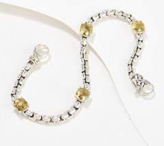 JAI Sterling Silver Box Chain Gemstone Station X-Small