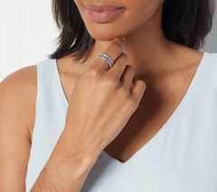 Generation Gems Tanzanite Exotic & White Zircon Gemstone Band Ring, SS, Size 5