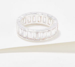 Kirks Folly Silvertone Clear Crystal Eternity Ring Size 6