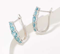 Generation Gems Graduated Round Blue Zircon s Half Hoop Earrings – Sterling Silver