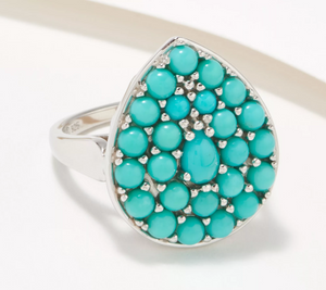 Affinity Gems Sleeping Beauty Turquoise Pear Shape Ring Size 8 Sterling Silver