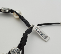 My Saint My Hero Pearl/Silvertone Divine Blessings and Protection Bracelet Set