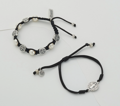 My Saint My Hero Divine Pearl/Silver Blessings and Protection Bracelet Set Adjustable