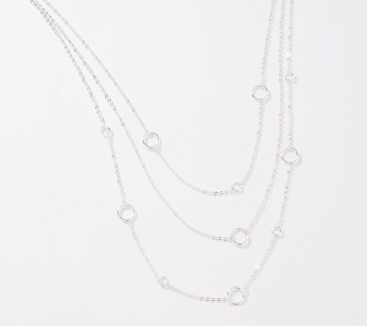 Joan Rivers Silver Tone Multi- Chain Layered Necklace with Circle Details