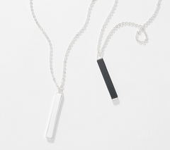 Joan Rivers Set of 2 Silver/Black Nesting Bar Necklace