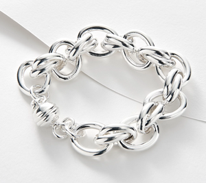 UltraFine 950 Silver Choice of Link Magnetic Bracelet, Large